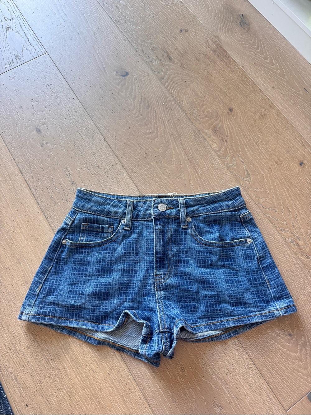 NWT Altard State Elsie Plaid Denim Shorts